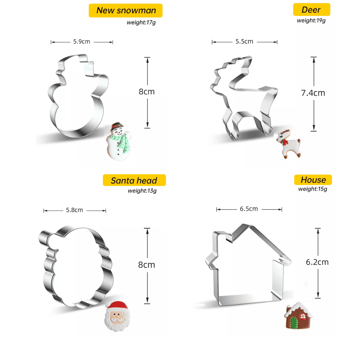 JEEXI 14-Piece Christmas Cookie Cutter Set – Vacation Baking Instruments for Winter Cookies, That includes Stainless Metal Designs of Gingerbread Man, Christmas Tree, Snowflake, Sweet...