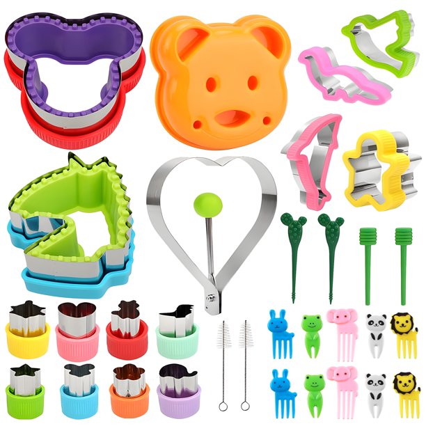 LANNEY Children Lunch Sandwich Cutter Set - 32-Piece Sandwich Cutter and Sealer Assortment with Numerous Bread Crust Removers, Sandwich Makers, and Fruit Cookie Cutters for Boys and...