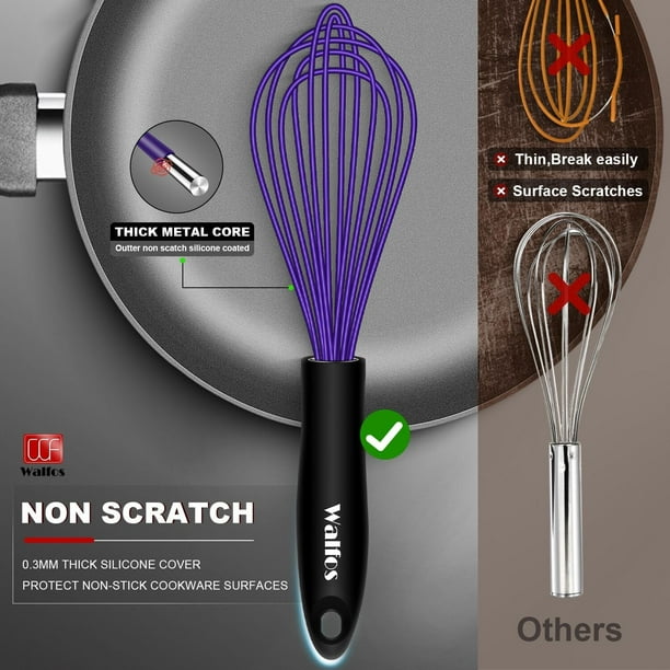 Walfos 12-Inch Silicone Balloon Whisk Set with New Metal Design