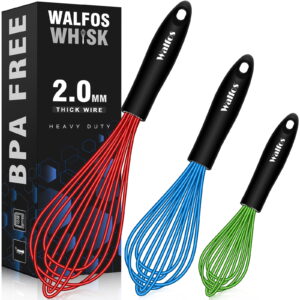 Walfos 12-Inch Silicone Balloon Whisk Set with New Metal Design